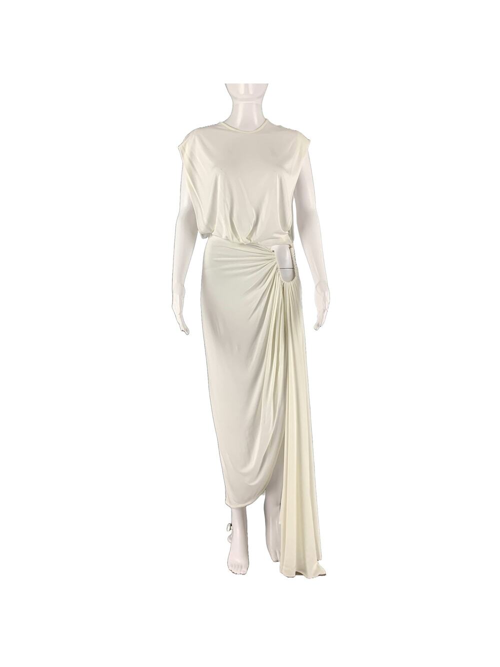 CHRISTOPHER ESBER Size 6 White Viscose Draped Long Dress